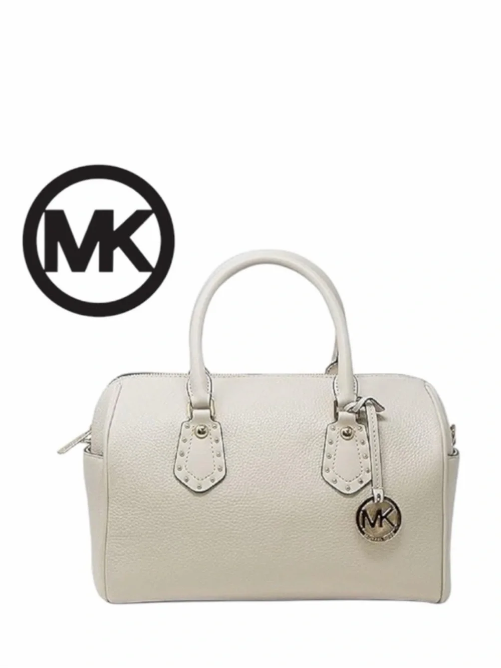 Michael Kors Large Pebbled Ecru Leather Aria Satchel - Picture 1 of 6